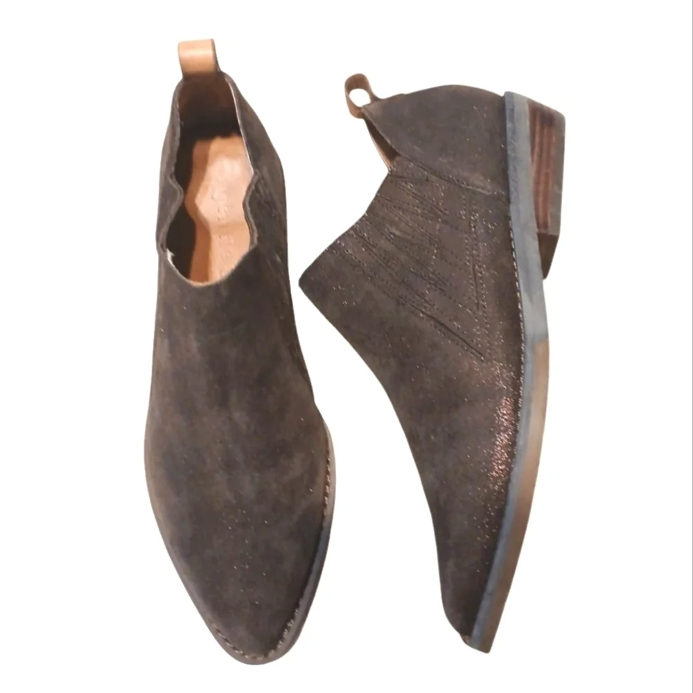NEW Gentle Soles Metallic Brown Ankle Boots Womens Slip-on Brown Booties Sze 7 M